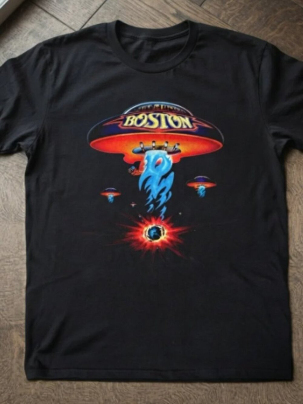 Vintage Boston Rock Band UFO Graphic Black T-shirt